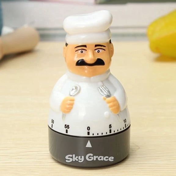 Sky Grace Mechanical Kitchen Timer, 60 Minute Visual Countdown, Stylish Chef Uncle Design, Battery-Free Mechanical Operation, Perfect For Home Baking Cooking Steaming, Precise Timing Tool For Kitchen