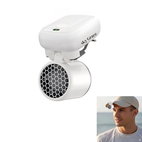Sky Grace Portable Clip-On Fan Quiet USB Rechargeable 3 Speed Personal Fan UltraLight 0.19Lbs for Travel,Desk,Bike,Camping,and Outdoor Use White,1Pc