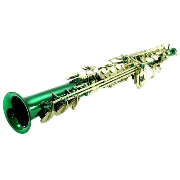 Sky Green Plated Soprano Saxophone with Lightweight Case, Gloves, Cleaning cloth and rod and Mouthpiece