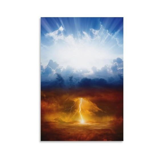 Sky Heaven Hell Lightning Clouds Religion God Doomsday Photo Poster Poster Decorative Painting Canvas Wall Art Living Room Posters Bedroom Painting