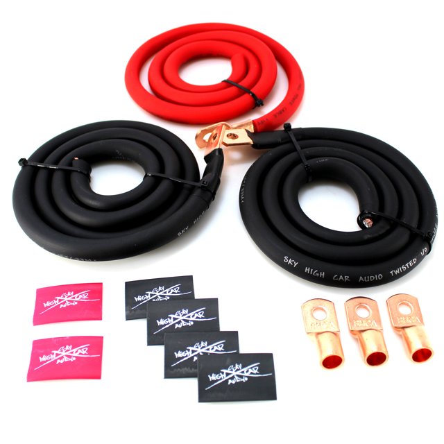 Sky High Car Audio BIG 3 Wiring Upgrade Kit CCA 0 Ga Red Power Black