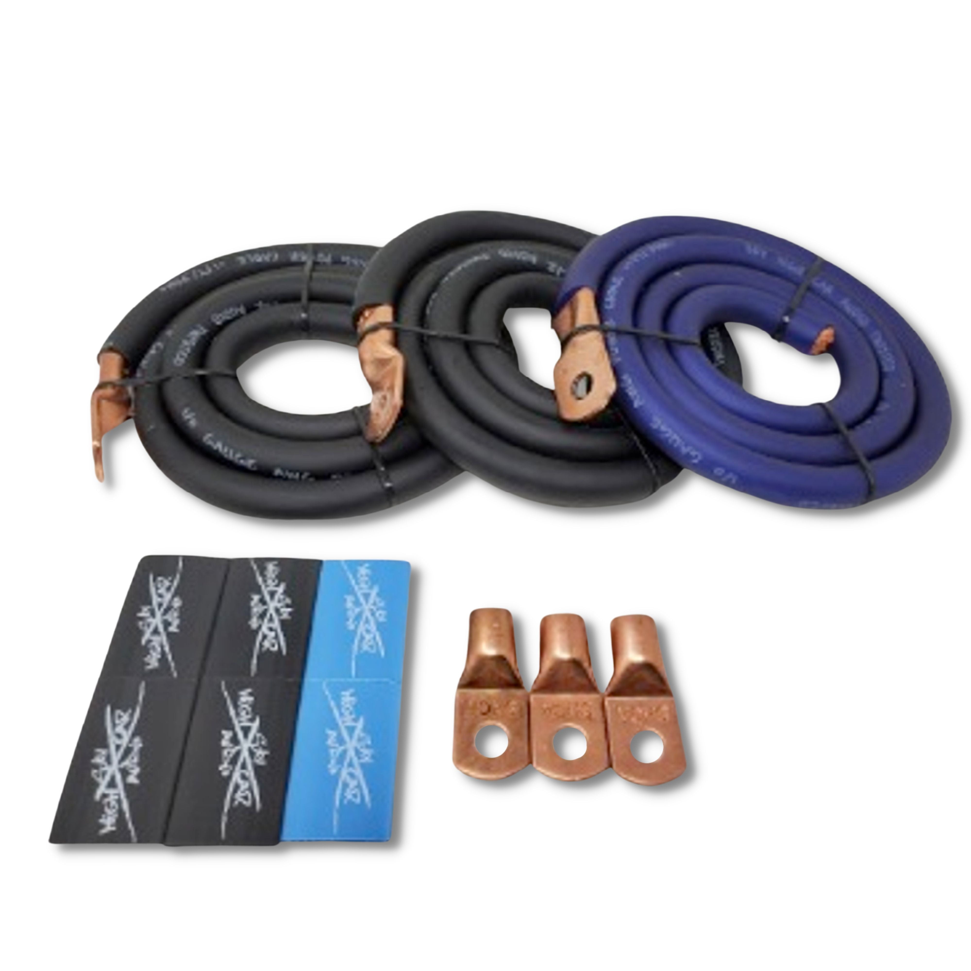Sky High Car Audio BIG 3 Wiring Upgrade Kit OFC 0 Ga Blue Power Black