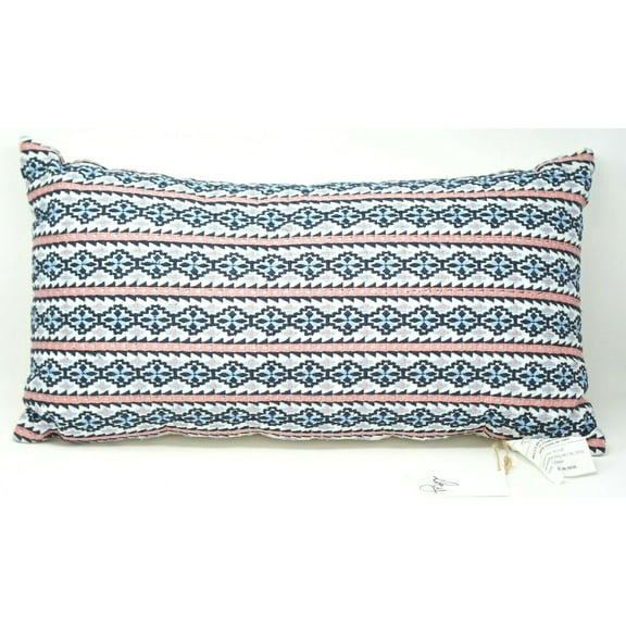 Sky Home Azteca Embroidered Geometric Print 100% Cotton Decor Pillow 14"x26"