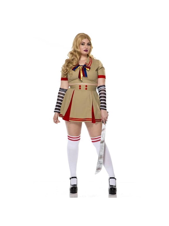 71178Q-1X-2X Womens Robotic Doll Killer Costume, Multi Color - 1X & 2X - 4 Piece