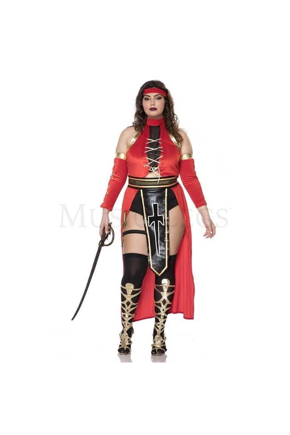 71180Q-1X-2X Womens Ancient Warrior Costume, Multi Color - 1X & 2X - 6 Piece
