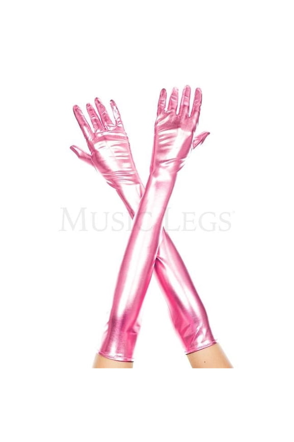 457-DOLL PINK Extra Long Metallic Gloves, Doll Pink