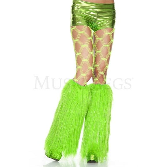 Sky Hosiery 5536-NEON GREEN Furry Lurex Leg Warmers, Neon Green - One Size