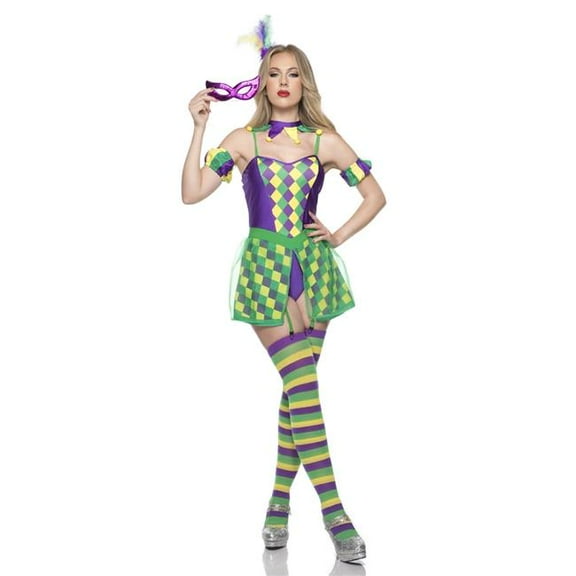 Sky Hosiery 71158-XS Womens Mardi Gras Babe Costume, Multi Color - Extra Small - 5 Piece