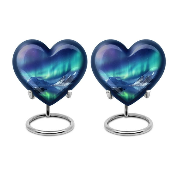 Sky Illuminated With Waves Urns For Cremation Ashes Mother, Mini Heart Keepsake Urn For Human Ashes, Cremation Urn, Bird Urn, Heart Shaped Urns For Ashes, Urns For Burial, Mini Heart Urn 3inch,2PCS