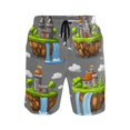 thumbnail image 1 of Sky Island Pattern Medium Size Men's Quick Dry Beach Shorts with Mesh Lining, Lightweight, 1 of 8
