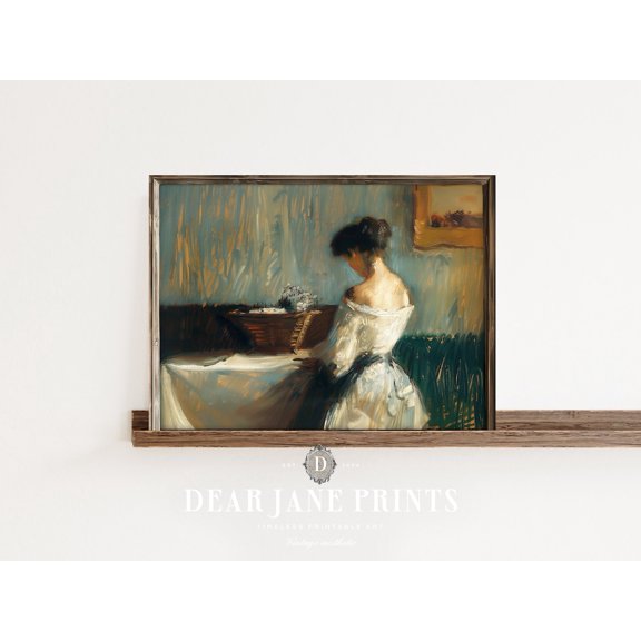 Sky John Singer Sargent Clouds Nature Art Illustration 19th Century Woman Flowers In Basket Vintage Interior Decor, UNFRAMED Size 24x24