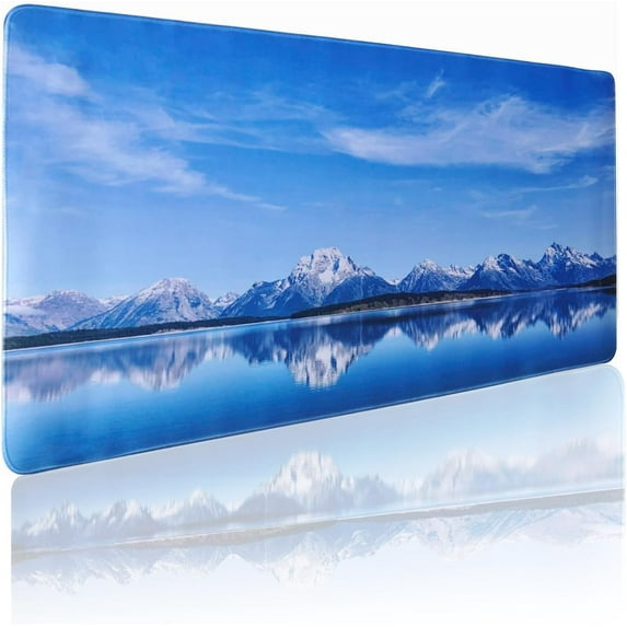 Sky and Landscape Large Mouse Pad Blue XXL Extended Gaming Mousepad Office Keyboard Desktop Mouse Mat Rectangle Waterproof Desk Pads with Non-Slip Base(Size:31.5x11.8in)