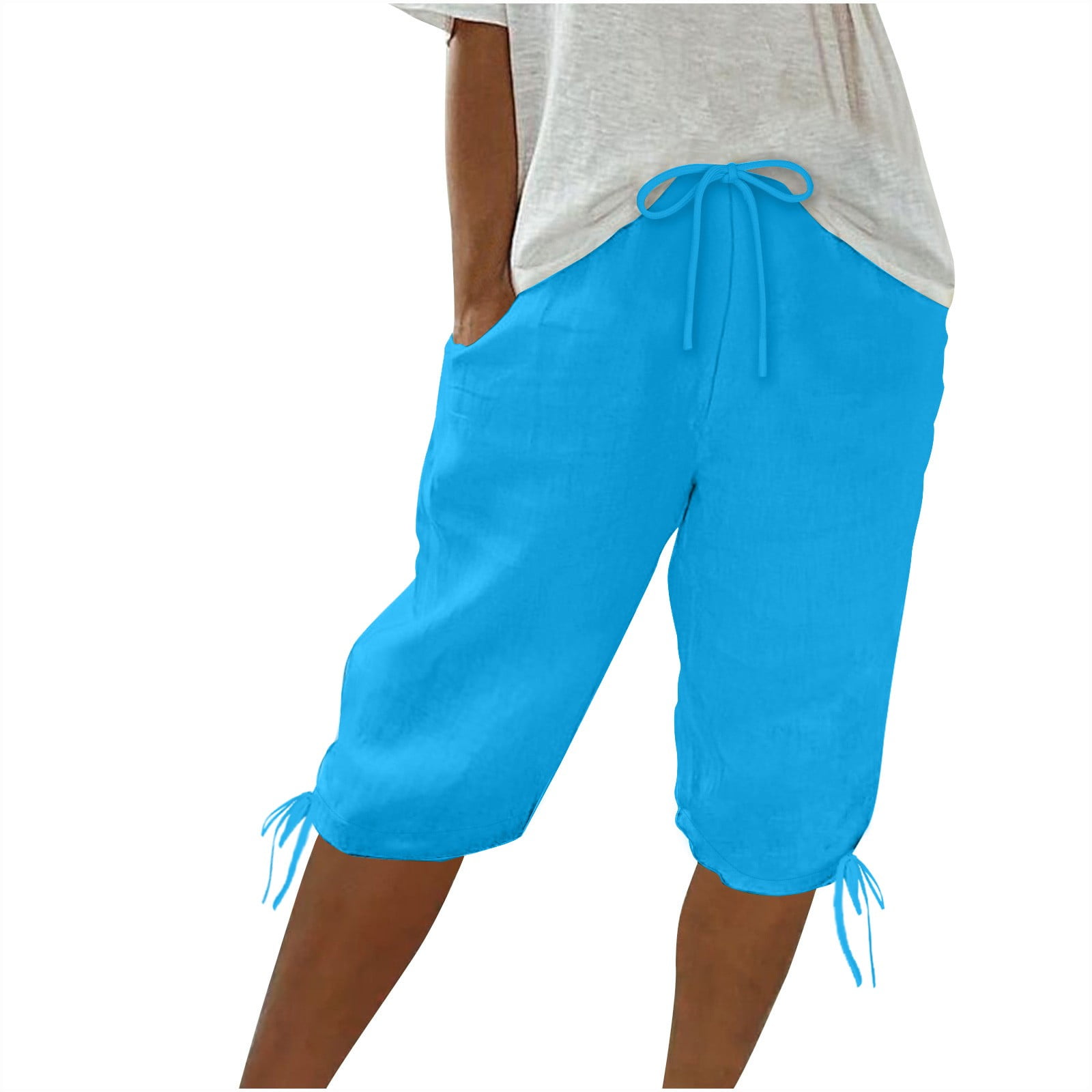 Sky Light Blue Lounge for Women Fall Summer Faux Gauze Linen Loose Fit ...