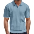 thumbnail image 1 of Sky Light Blue Mens Keyhole Hollow Out Fishnet Crochet Mesh Striped Cable Knit Plain T Shirts Tee Tops for Man Short Sleeve V Neck Fall Summer Shirts 2026 Clothing Trendy L, 1 of 6