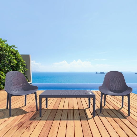 Sky Lounge Set 3 Piece Dark Gray