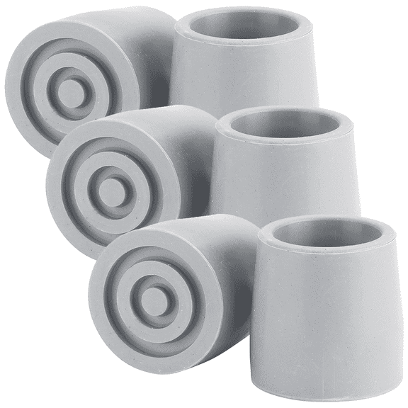 Sky Med 1-1/8" Walker/Commode Heavy Duty Replacement Tips, Gray, 6 Count, Long Lasting, Easy to Use & Install, No Tools needed