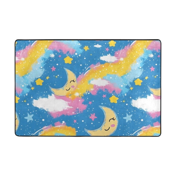 Sky Moon Oil Paint Pattern Rug 36x24in Memory Foam Absorbent Non Slip Plush for Bathroom Kitchen Entryway