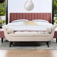 thumbnail image 1 of Sky Neutral Beige Polyester Flared Arm Bench - Great for Entryways, Comfortable Seating, 1 of 6