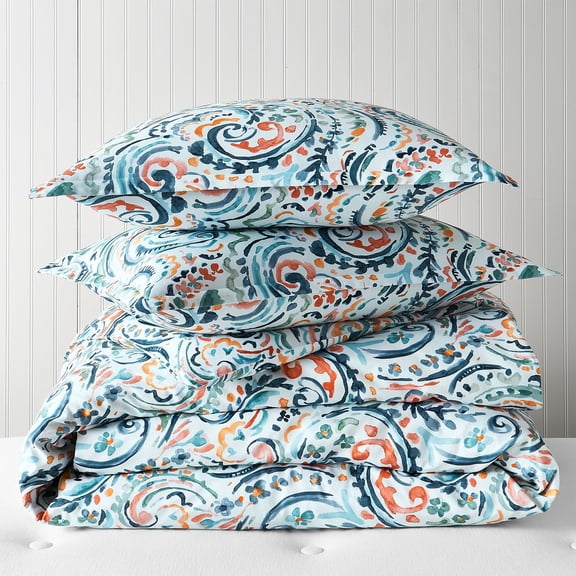 Sky Ophelia Duvet Cover Set, King, Green