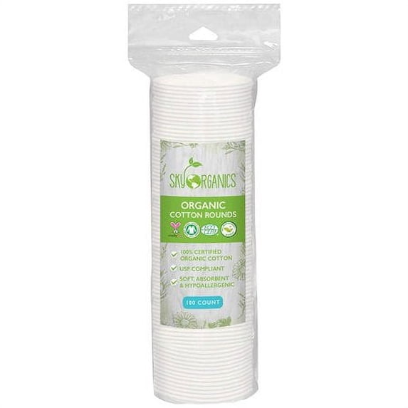 Sky Organics Cruelty-Free 100% Biodegradable Cotton Rounds (Pack of 24)