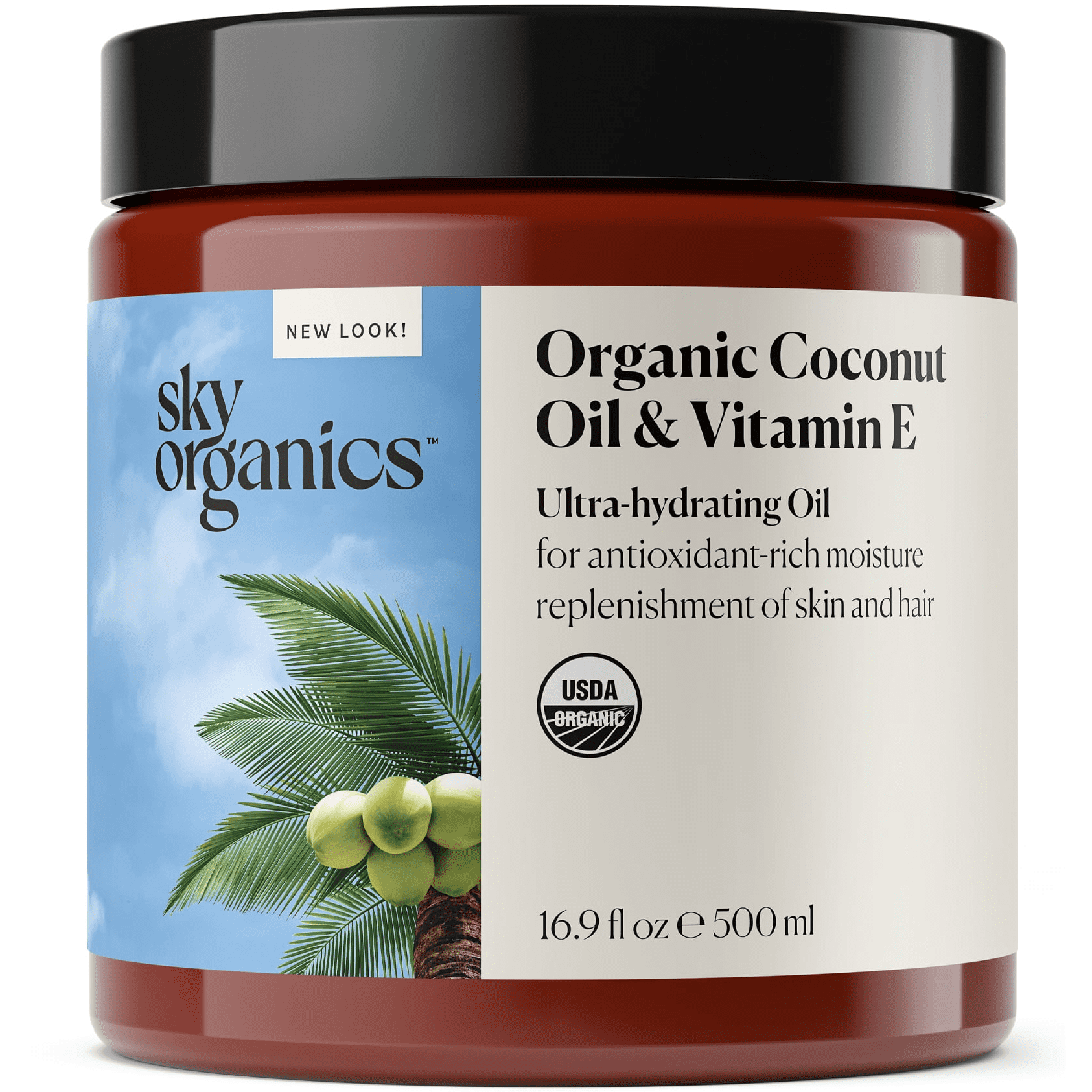 Sky Organics Moisturizing Organic Coconut Oil + Vitamin E, 16.9 oz
