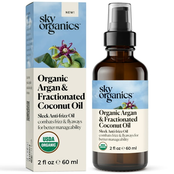 Sky Organics Organic Argan and Fractionated Coconut Oil to Combat Hair Frizz, 2 fl oz