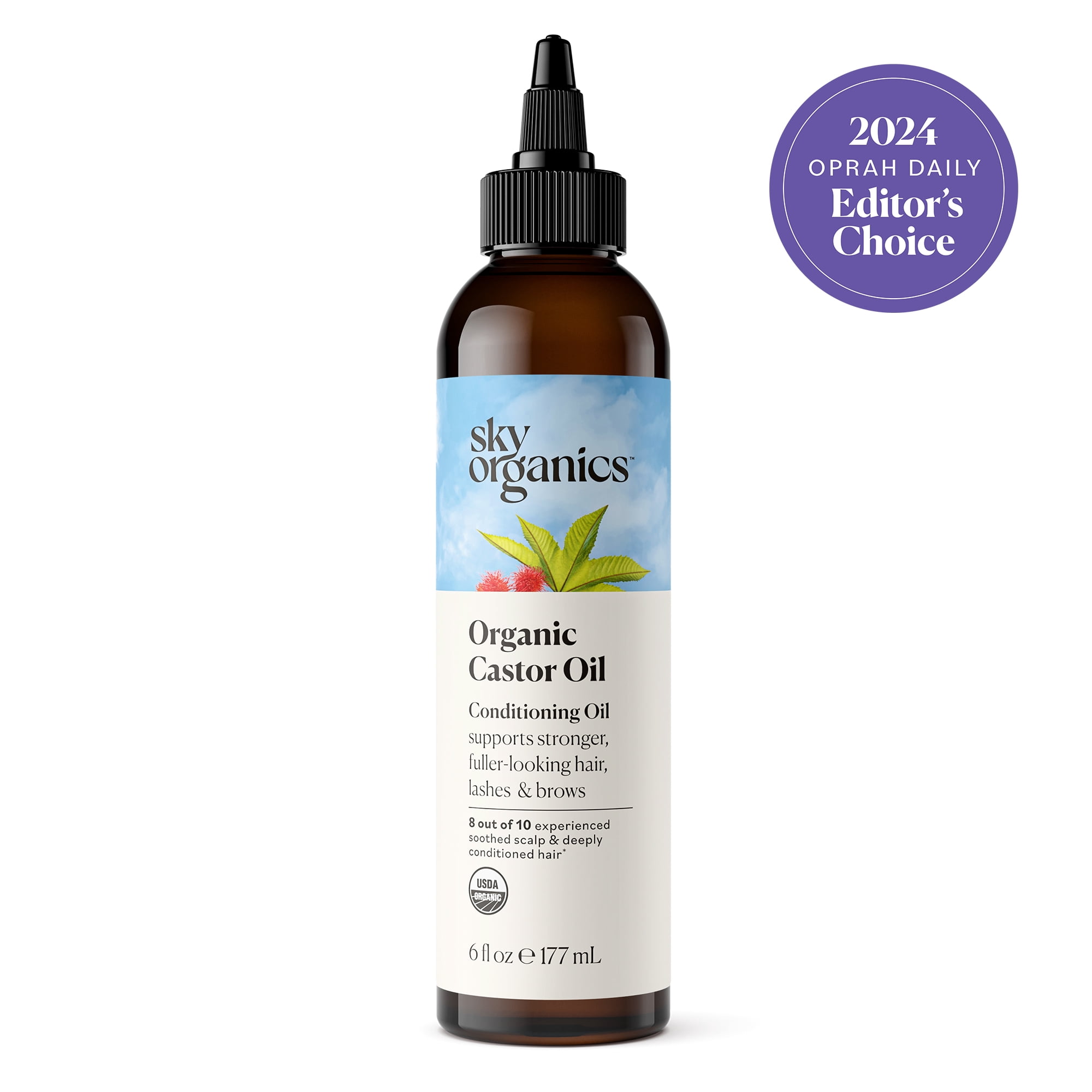 Sky Organics Organic Castor Oil to Condition for Hair, Lashes, and Brows, 6 fl oz