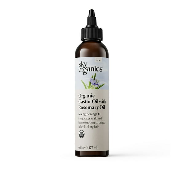 Sky Organics Organic Castor Oil with Rosemary Oil to Condition for Hair and Lashes, 6 fl oz