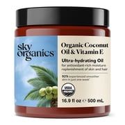 Sky Organics Organic Coconut Oil & Vitamin E Ultra-Hydrating Oil for Hair + Skin, 16.9 fl oz