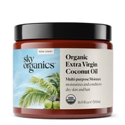 زيت جوز الهند العضوي من Sky Organics العضوي من أجل ترطيب الشعر والبشرة ، 16.9 أونصة سائلة