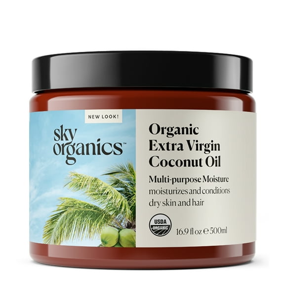 Sky Organics Organic Extra Virgin Coconut Oil for Moisturizing Hair and Skin, 16.9 fl oz