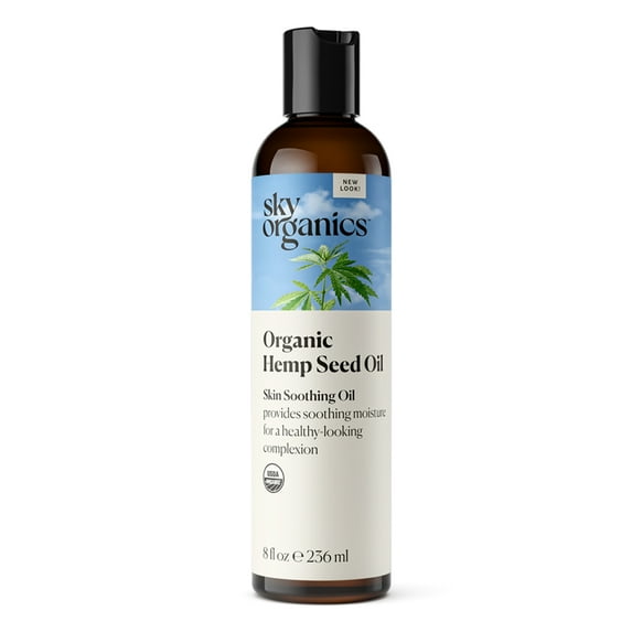 Sky Organics Organic Hemp Seed Oil for Face , 100% Pure & Cold-Pressed USDA Certified Organic to Nourish, Soothe, 8 fl. Oz.