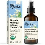 Sky Organics Organic Moringa in Sweet Almond Oil to Smooth Hair for Lustrous Shine, 2 fl oz