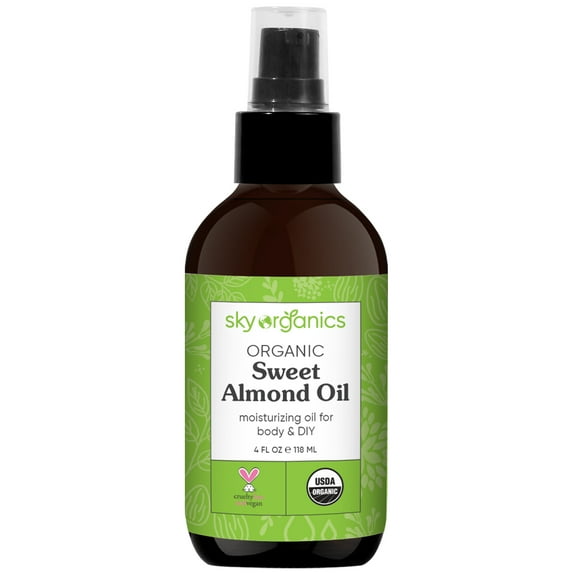 Sky Organics Organic Sweet Almond Body Oil for All Skin Types and DIY, 4 fl oz