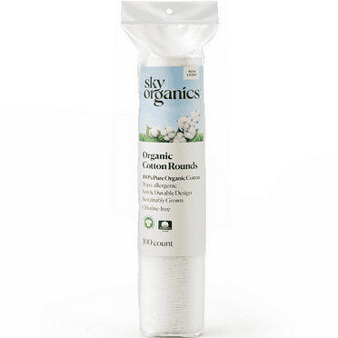 Sky Organics Pure and Organic Cotton Rounds for Sensitive Skin, 100 Count