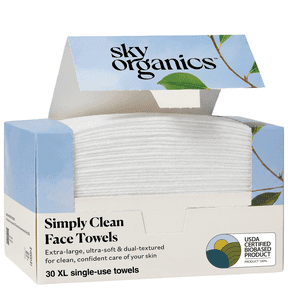 Sky Organics Simply Clean XL Single-Use Face Towels, 30 Count