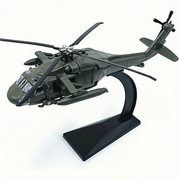 UH-60 Black Hawk Helicopter Model, Alloy Military Helicopter Replica 1:64 Scale, Static Aircraft Display Model with Stand, Collection, Decoration, Perfect Gifts