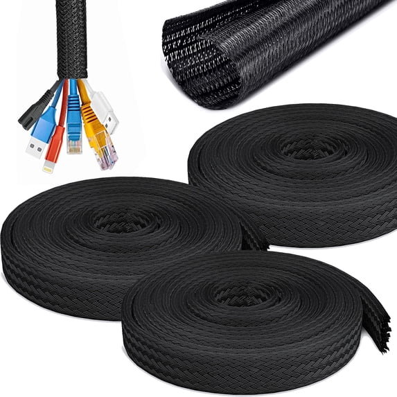 Sky Pro 10ft(3Rolls) 1/2 inch Cord Protector Wire Loom Tubing Cable Sleeve Split Sleeving for USB Cable