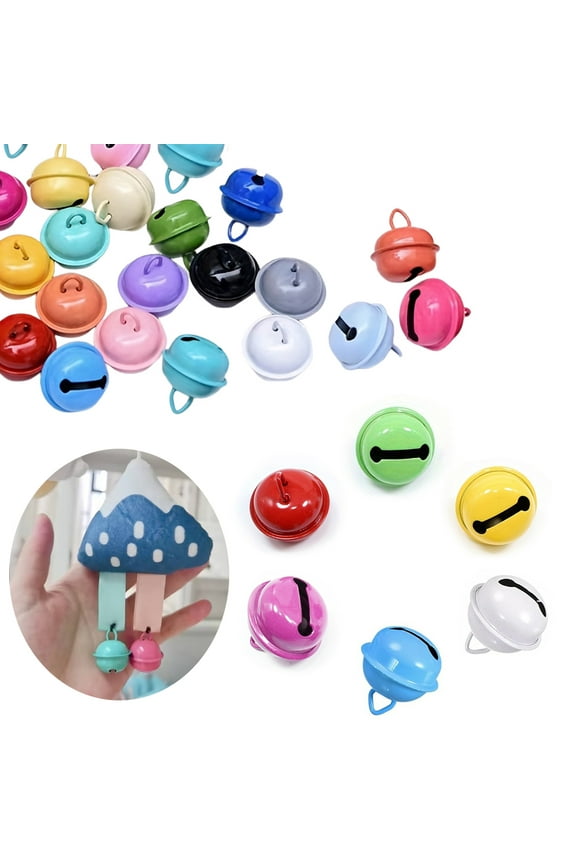 50 Pcs Assorted Colors Jingle Bells Metal Round 22mm Bells Craft Bells Small Bells Colored Christmas Bells for Christmas Wind Chimes Jewelry Ornaments Holiday Home Party Decoration