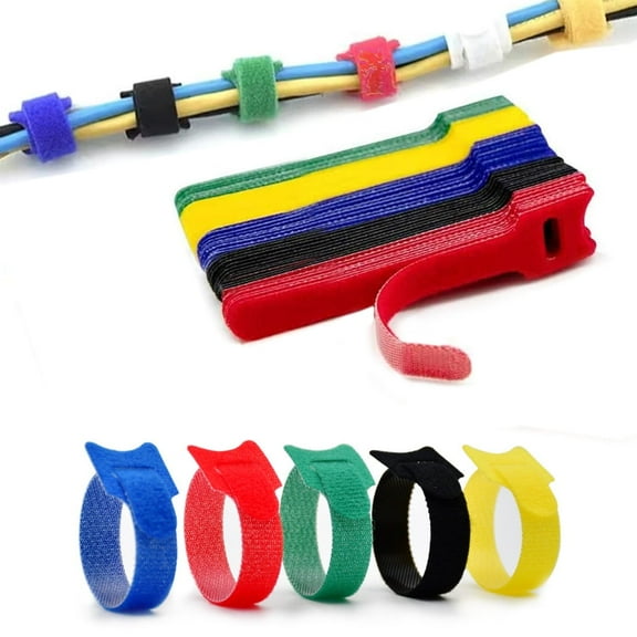 100pcs Releasable Cable Organizer Ties Mouse Earphones Wire Management Nylon Cable Ties Reusable Loop Hoop Tape Straps Tie(4inch)