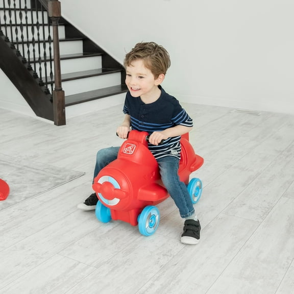 Sky Rider Kids Push Car, Foot Powered Ride On Toy, Practice Balance with 4 Wheels, Track Not Included, Made of Plastic, Max Weight 50 lbs., for Toddlers 2-5 Years Old, Red