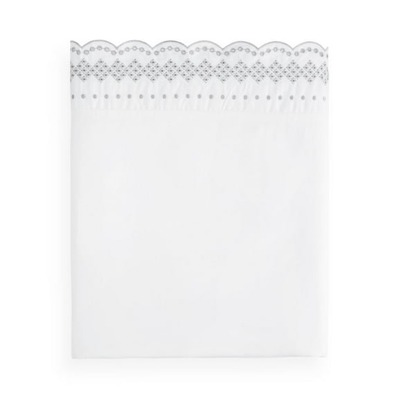 Sky Scalloped Embroidered Flat Sheet, Full, White