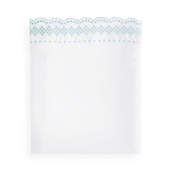 Sky Scalloped Embroidered King Pillowcase, Pair, Mint, 20 x 36