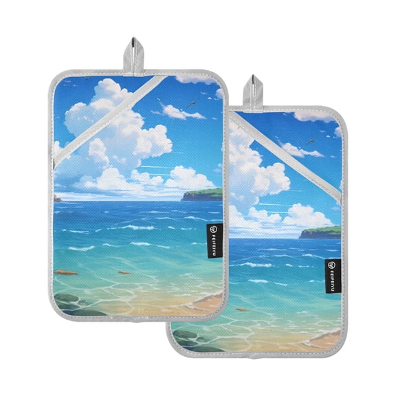 ALAZA Sky Sea Landscape Pot Holders Set of 2 Heat Resistant Kitchen Oven Mitts