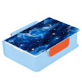 Sky Shining Stars Clouds Moon Blue Lunch Box with Handle 3 Compartments BPA Free Leak Proof for
