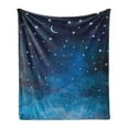 thumbnail image 1 of Sky Soft Flannel Fleece Throw Blanket, Abstract Night Time Illustration Stars and Crescent Moon Constellation Astrology, Cozy Plush for Indoor and Outdoor Use, 50" x 60", Blue Dark Blue, by Ambesonne, 1 of 5