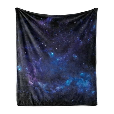Sky Soft Flannel Fleece Throw Blanket, Space Night Time Universe Stars and Nebulas Distant Parts of Galaxy, Cozy Plush for Indoor and Outdoor Use, 70" x 90", Purple Charcoal Grey, by Ambesonne
