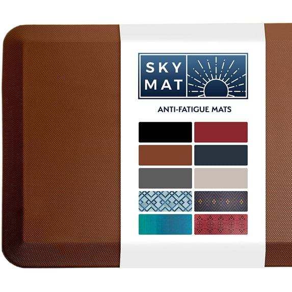 Sky Solutions Anti Fatigue Mat - Cushioned 3/4 Inch Comfort Floor Mats for Kitchen, Office & Garage (24 in x 70 in - Chocolate Brown)