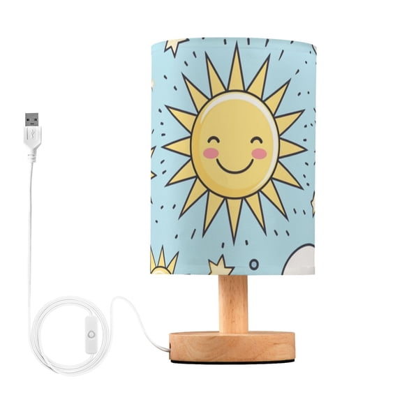 Sky Sun Clouds Stars Cute Table Lamp with USB Port LED Warm Light Lamp Night Light Home Decor