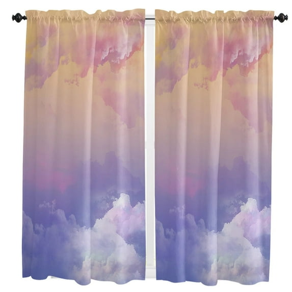 Sky Sunset Cloud Small Curtain Rod Pocket Short Curtains Half Drapes Partition Cabinet Door Window Curtains Home Decor